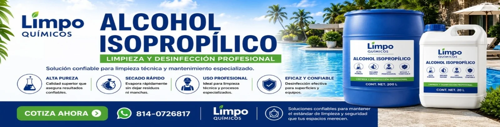 Alcohol Isopropílico de Limpo Químicos